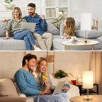 AKASUKI Table Lamp for Bedroom, 3 Way Dimmable Touch Lamp with Dual Charging Station, Small Bedside Lamps for Night Stands, Living Room, Office(LED Bulb Included) - Grand Goldman