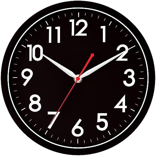 AKCISOT Wall Clock, Modern Small Wall Clocks Battery Operated 8 Inch, Silent Non-Ticking Analog Classic for Office, Home, Bathroom, Kitchen, Bedroom, School(Black) - Grand Goldman