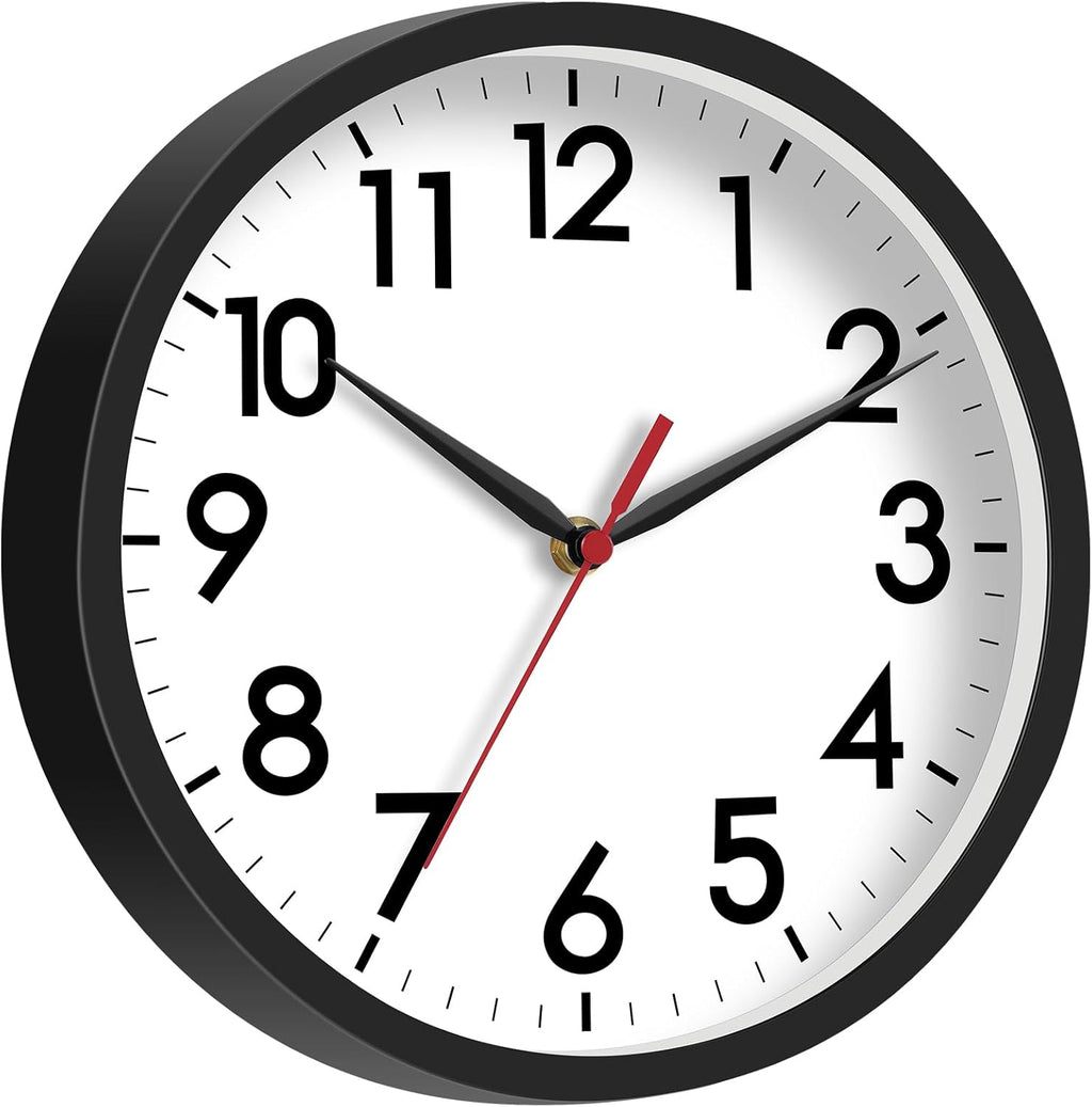 AKCISOT Wall Clock, Modern Small Wall Clocks Battery Operated 8 Inch, Silent Non-Ticking Analog Classic for Office, Home, Bathroom, Kitchen, Bedroom, School(Black) - Grand Goldman