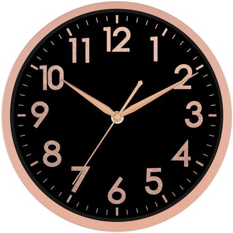 AKCISOT Wall Clock, Modern Small Wall Clocks Battery Operated 8 Inch, Silent Non-Ticking Analog Classic for Office, Home, Bathroom, Kitchen, Bedroom, School(Black) - Grand Goldman