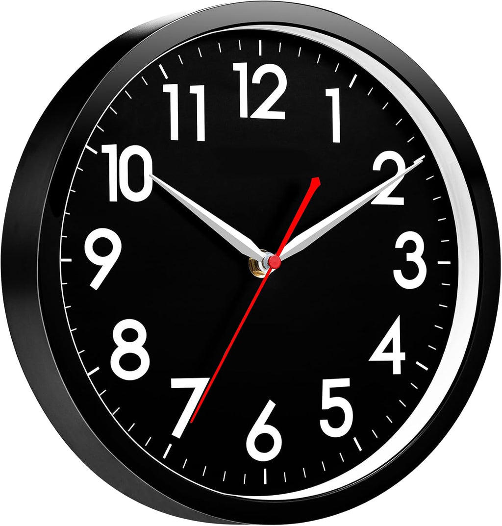 AKCISOT Wall Clock, Modern Small Wall Clocks Battery Operated 8 Inch, Silent Non-Ticking Analog Classic for Office, Home, Bathroom, Kitchen, Bedroom, School(Black) - Grand Goldman