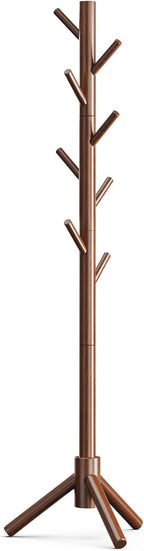 AMADA HOMEFURNISHING Coat Rack Stand, Wooden Coat Rack Freestanding with 8 Hooks, Coat Tree with 3 Height Configurations for Entryway, Hallway, Bedroom, Office, AMWCR01N - Grand Goldman