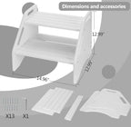 AMBIRD Wooden Step Stool, Two Step Stools Toddler 300 lbs Capacity with Safety Non-Slip Pads and Handles, Bamboo Step Stool for Bathroom, Kitchen Dual Height Step Stools for Kids (Natural) - Grand Goldman