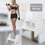 AMBIRD Wooden Step Stool, Two Step Stools Toddler 300 lbs Capacity with Safety Non-Slip Pads and Handles, Bamboo Step Stool for Bathroom, Kitchen Dual Height Step Stools for Kids (Natural) - Grand Goldman