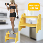 AMBIRD Wooden Step Stool, Two Step Stools Toddler 300 lbs Capacity with Safety Non-Slip Pads and Handles, Bamboo Step Stool for Bathroom, Kitchen Dual Height Step Stools for Kids (Natural) - Grand Goldman