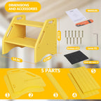 AMBIRD Wooden Step Stool, Two Step Stools Toddler 300 lbs Capacity with Safety Non-Slip Pads and Handles, Bamboo Step Stool for Bathroom, Kitchen Dual Height Step Stools for Kids (Natural) - Grand Goldman