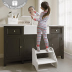 AMBIRD Wooden Step Stool, Two Step Stools Toddler 300 lbs Capacity with Safety Non-Slip Pads and Handles, Bamboo Step Stool for Bathroom, Kitchen Dual Height Step Stools for Kids (Natural) - Grand Goldman