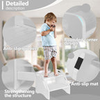 AMBIRD Wooden Step Stool, Two Step Stools Toddler 300 lbs Capacity with Safety Non-Slip Pads and Handles, Bamboo Step Stool for Bathroom, Kitchen Dual Height Step Stools for Kids (Natural) - Grand Goldman