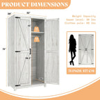 AMERLIFE Farmhouse Armoire Wardrobe Closet with 2 Barn Doors, 71'' Storage Cabinet with Hanging Rod & Shelf, Versatile Clothing Storage for Bedroom, Distressed White - Grand Goldman