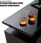 AMERLIFE Fireplace TV Stand with 36" Fireplace, 70" Modern High Gloss Fireplace Entertainment Center LED Lights, 2 Tier TV Console Cabinet for TVs Up to 80", Obsidian Black - Grand Goldman