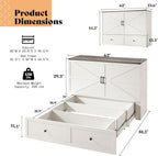 AMERLIFE Queen Murphy Bed with Storage & Charging Station, Farmhouse Murphy Cabinet with Foldable Panel, Noisy Free, for Guest Bedroom, Living Room, Office, Distressed White & Barnwood - Grand Goldman
