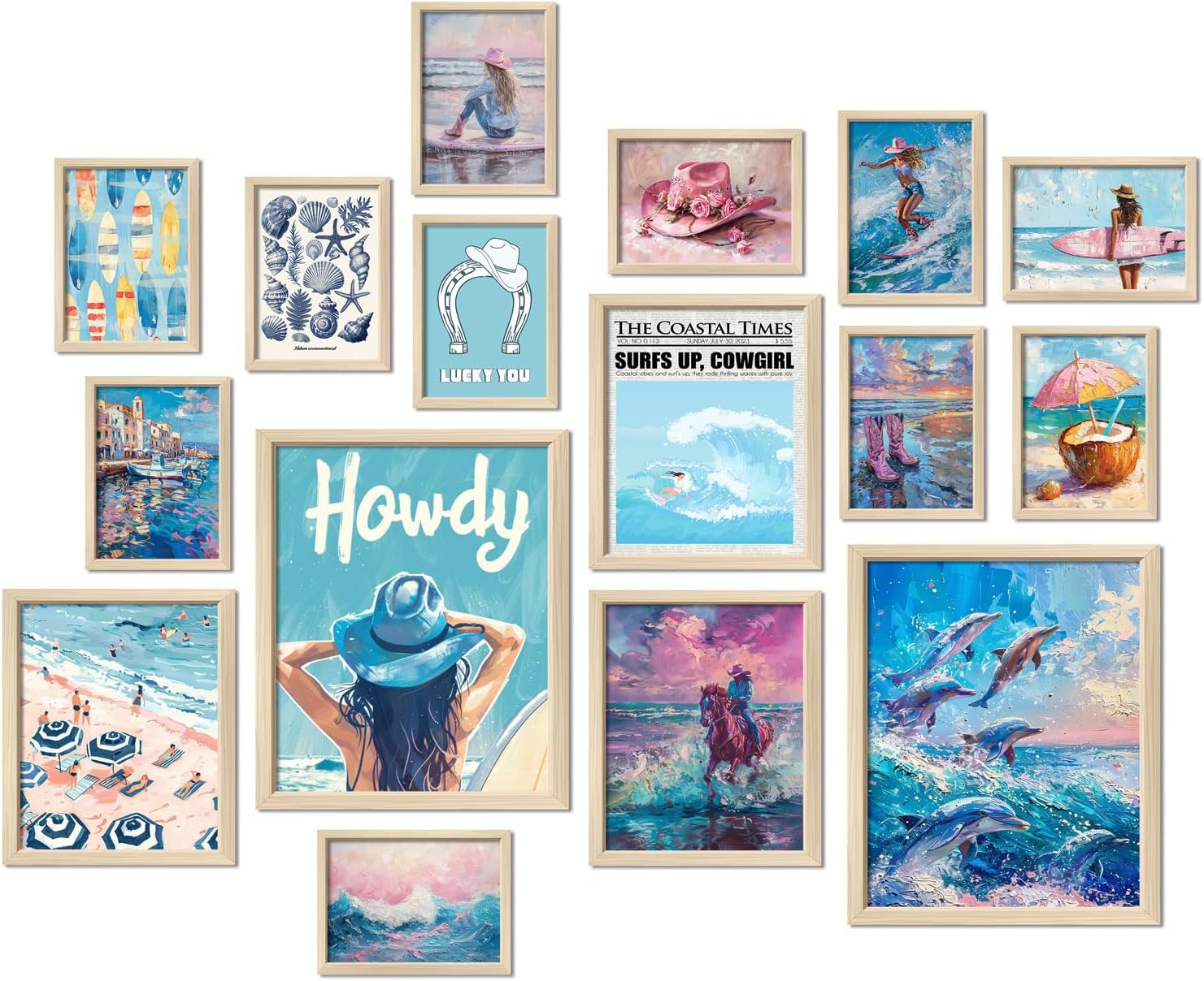 ANERZA 16 PCS Framed Eclectic Wall Art Decor, Modern Maximalist Wall Prints for Bedroom, Gallery Wall Frame Set, Posters for Living Room Aesthetic, Wall Collage Kit Pictures, Colorful Dorm Home Decor - Grand Goldman