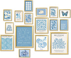 ANERZA 16 PCS Framed Eclectic Wall Art Decor, Modern Maximalist Wall Prints for Bedroom, Gallery Wall Frame Set, Posters for Living Room Aesthetic, Wall Collage Kit Pictures, Colorful Dorm Home Decor - Grand Goldman