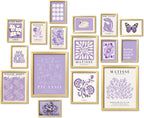 ANERZA 16 PCS Framed Eclectic Wall Art Decor, Modern Maximalist Wall Prints for Bedroom, Gallery Wall Frame Set, Posters for Living Room Aesthetic, Wall Collage Kit Pictures, Colorful Dorm Home Decor - Grand Goldman