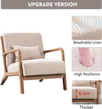 ANJHOME Mid Century Modern Accent Chair, Comfy Fabric Living Room Chairs with Solid Wood Frame, Lounge Reading Armchair, Easy Assembly, Beige - Grand Goldman