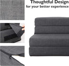 ANONER Fold Sofa Bed Couch Memory Foam with Pillow Futon Sleeper Chair Guest Bed and Fold Out Couch, Washable Cover Twin Size, Dark Gray - Grand Goldman