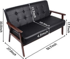 AODAILIHB Leather Sofa Couch Set 2 Accent Chairs & 1Loveseat Black Faux Leather Loveseats Mid Century Modern Office Couch for Small Space Waiting Room Living Room Furniture (3, Black) - Grand Goldman