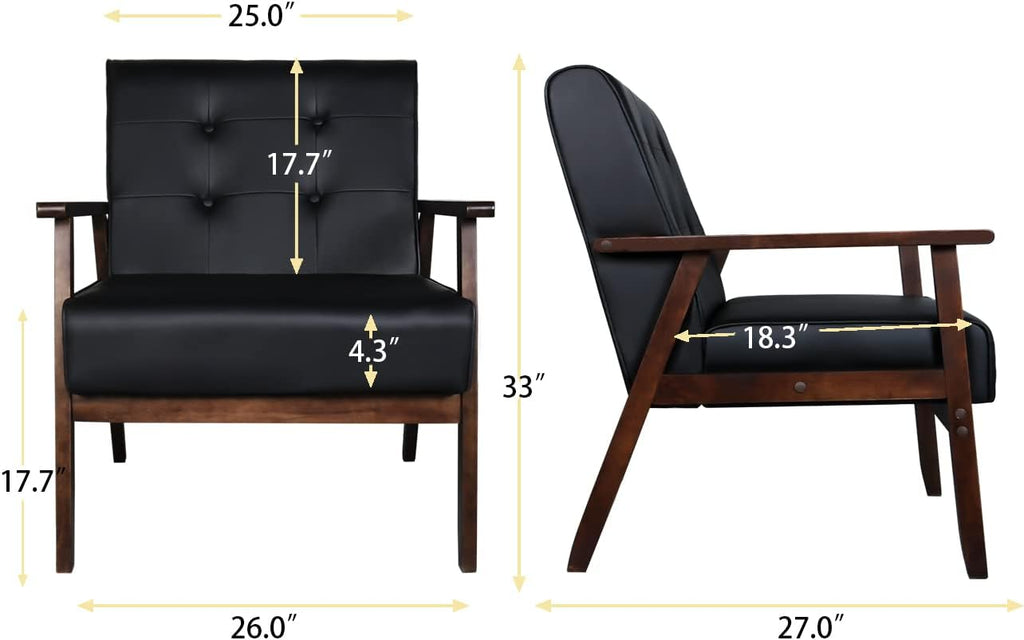 AODAILIHB Leather Sofa Couch Set 2 Accent Chairs & 1Loveseat Black Faux Leather Loveseats Mid Century Modern Office Couch for Small Space Waiting Room Living Room Furniture (3, Black) - Grand Goldman