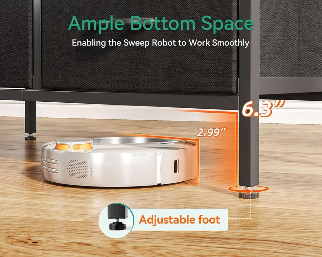 AODK Dresser for Bedroom Dresser TV Stand with 6 Storage Drawers, Small Fabric Dresser Chest of Drawers for Closet Organizer Clothes, Black - Grand Goldman