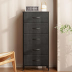 AODK Dresser for Bedroom with 5 Storage Drawers, 48" Tall Dresser Chest of Drawers Fabric Dresser with Sturdy Steel Frame, Black - Grand Goldman
