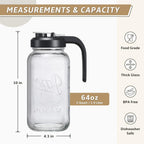 AOZITA Glass Pitcher with Lid - 2 Quart Mason Jar Pitcher with Filter Lid, Wide Mouth Jar Leak-proof Water Jug, Heavy Duty Container for Water, Juice, Milk, Tea, Iced Coffee, and Drinks - Grand Goldman