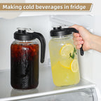 AOZITA Glass Pitcher with Lid - 2 Quart Mason Jar Pitcher with Filter Lid, Wide Mouth Jar Leak-proof Water Jug, Heavy Duty Container for Water, Juice, Milk, Tea, Iced Coffee, and Drinks - Grand Goldman