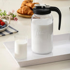 AOZITA Glass Pitcher with Lid - 2 Quart Mason Jar Pitcher with Filter Lid, Wide Mouth Jar Leak-proof Water Jug, Heavy Duty Container for Water, Juice, Milk, Tea, Iced Coffee, and Drinks - Grand Goldman