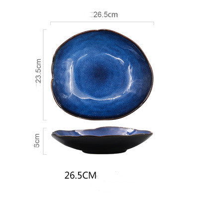 ATLANTIC EYE Handmade Ceramic Plate Set Western Dishes Household Irregular Flat Dinnerware - Grand Goldman