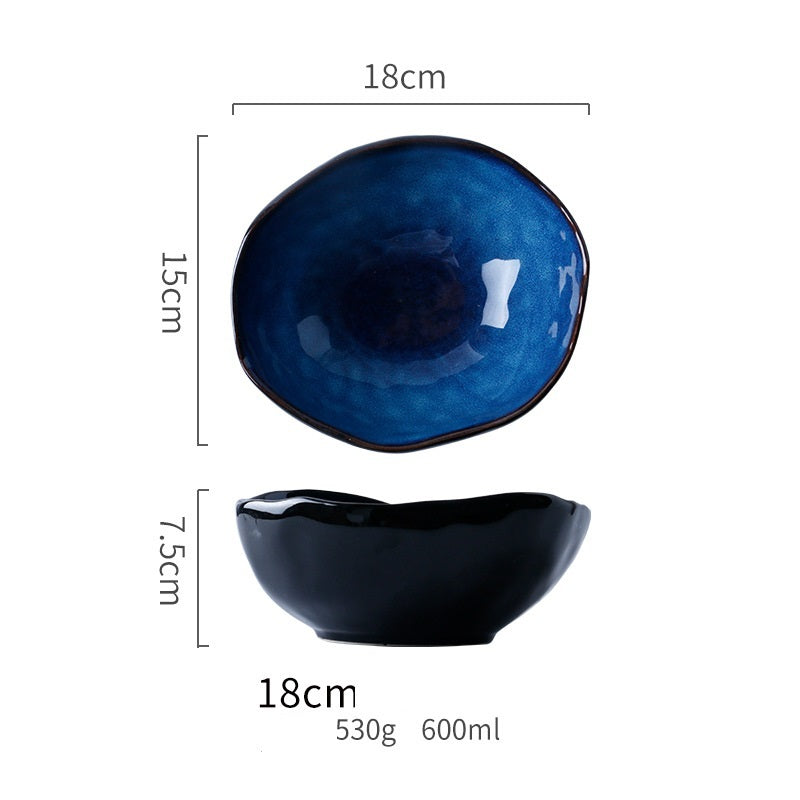 ATLANTIC EYE Handmade Ceramic Plate Set Western Dishes Household Irregular Flat Dinnerware - Grand Goldman