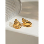 トレンディな18kゴールドメッキステンレススチールステレオ光沢コンクシェルピアス女性用防水ファッション高級ゴールデンジュエリーギフト