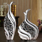 Abstract Style Vase with Hollow Arabesque Design European Wedding Decor Crafts Ceramic Creative Room Decoration Handicraft Porcelain Figurines Decorations Amphora Artistic Black and White Urn - Grand Goldman