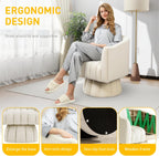 Accent Chair Mid Century 360 Degree Swivel Chair,Modern Lounge Sofa Round Barrel Chair with Wide Upholstered,Fluffy Velvet Fabric Chairs for Home Sofa Living Room/Bedroom/Waiting Room (Beige) - Grand Goldman