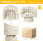 Accent Chair Mid Century 360 Degree Swivel Chair,Modern Lounge Sofa Round Barrel Chair with Wide Upholstered,Fluffy Velvet Fabric Chairs for Home Sofa Living Room/Bedroom/Waiting Room (Beige) - Grand Goldman