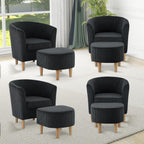 Accent Chair, Sherpa Chair White Fluffy Chair Teddy Barrel Chair with Ottoman Comfy ArmChair Footrest Set Comfortable Living Room Chairs Upholstered Club Tub Sofa Chair for Bedroom Reading Room - Grand Goldman