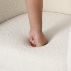 Accent Chair, Sherpa Chair White Fluffy Chair Teddy Barrel Chair with Ottoman Comfy ArmChair Footrest Set Comfortable Living Room Chairs Upholstered Club Tub Sofa Chair for Bedroom Reading Room - Grand Goldman