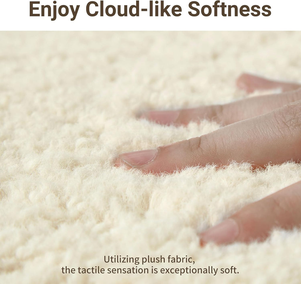 Accent Chair with Ottoman Comfy Sherpa Chair and Ottoman Set Upholstered Reading Chair with Ottoman for Bedroom Living Room Chair with Foot Rest(Beige) - Grand Goldman