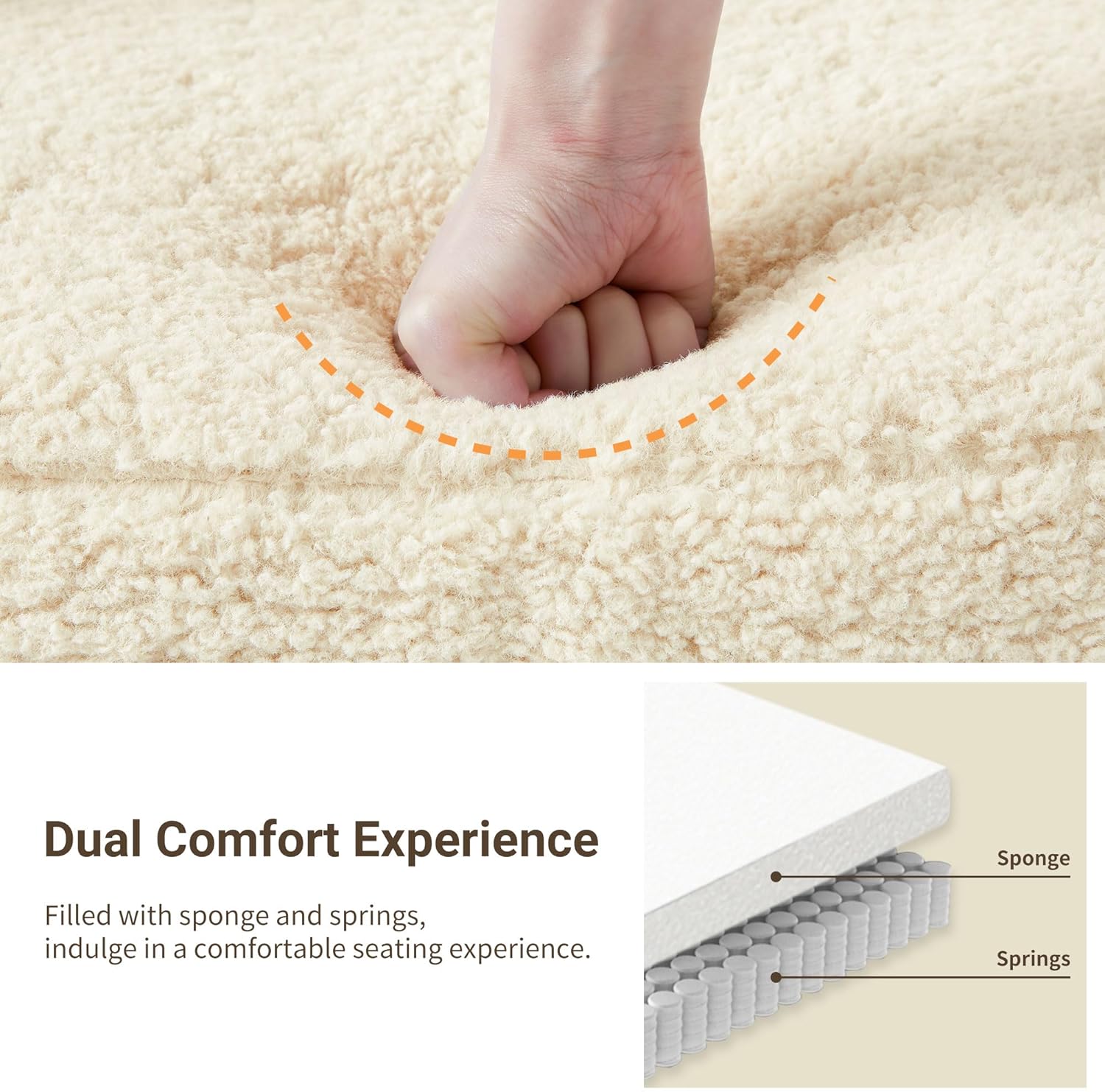 Accent Chair with Ottoman Comfy Sherpa Chair and Ottoman Set Upholstered Reading Chair with Ottoman for Bedroom Living Room Chair with Foot Rest(Beige) - Grand Goldman