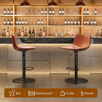 Adjustable Bar Stools Set of 2, Mid Century Modern Swivel Bar Stools, Industrial Bar Height Stools with Back Support Counter Height Bar Chairs Pu Leather Bar Stool for Kitchen Island Rustic Barstools - Grand Goldman
