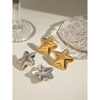 Minimalistische goldfarbene, leichte, gemütliche Y2K-Stil mollige fünfzackige Stern-Ohrringe für Damen, Charme, 18K PVD-beschichteter Statement-Schmuck