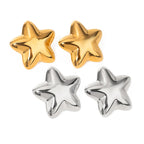 Minimalistische goldfarbene, leichte, gemütliche Y2K-Stil mollige fünfzackige Stern-Ohrringe für Damen, Charme, 18K PVD-beschichteter Statement-Schmuck
