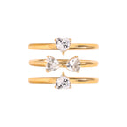 Zora 3 Parça Ayarlanabilir Yığın Yüzük Seti 18K Altın Kaplama Paslanmaz Çelik Kalp Zirkon Yüzük Kadınlar İçin Lüks Hediye Takı