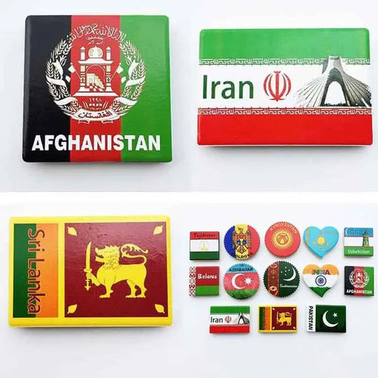 Afghanistan Sri Lanka Flag fridge magnets South Asia Tourism Souvenir Crafts Collection Gift Ceramic Refrigerator Magnets Decor - Grand Goldman