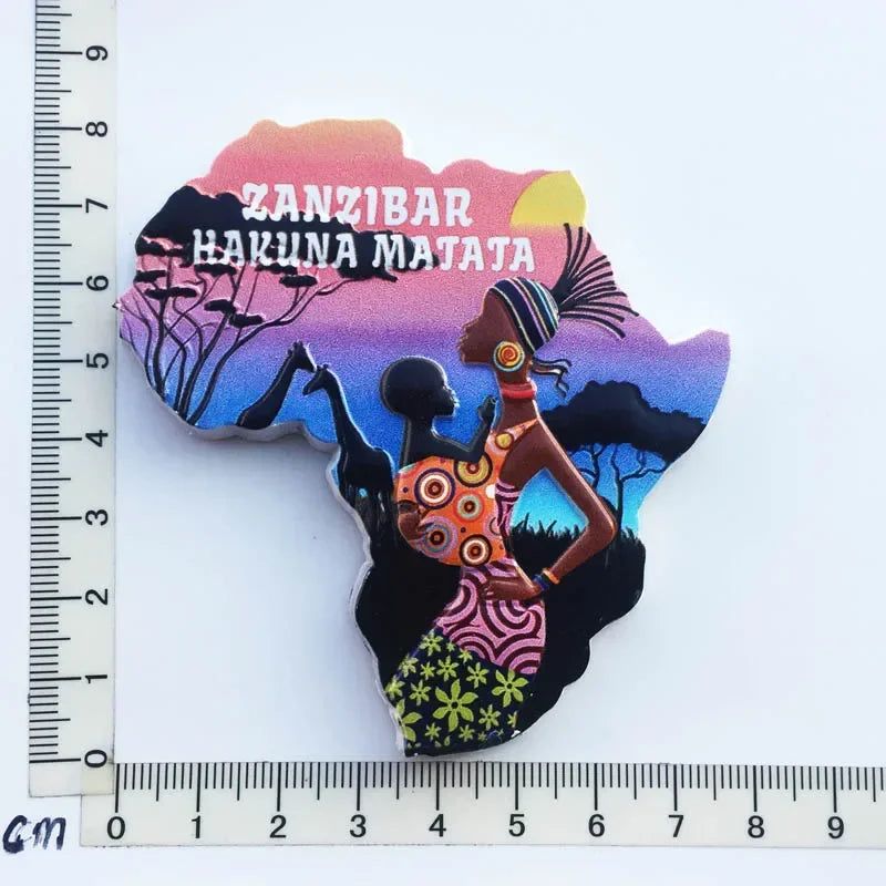 Africa Tanzania Zanzibar Fridge Magnets Sticker Hakuna Matata Cultural Tourism Arts and Crafts  Magnetic Refrigerator Paste - Grand Goldman