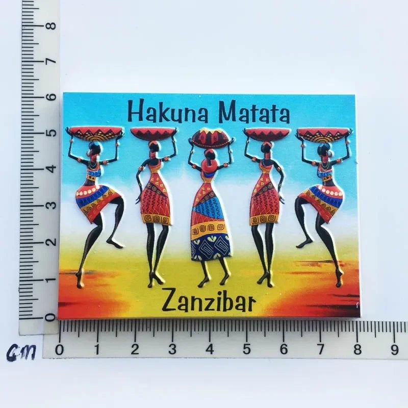 Africa Tanzania Zanzibar Fridge Magnets Sticker Hakuna Matata Cultural Tourism Arts and Crafts  Magnetic Refrigerator Paste - Grand Goldman