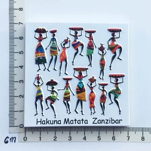 Africa Tanzania Zanzibar Fridge Magnets Sticker Hakuna Matata Cultural Tourism Arts and Crafts  Magnetic Refrigerator Paste - Grand Goldman