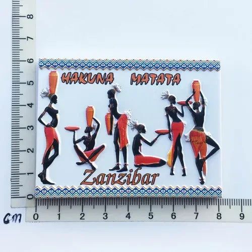 Africa Tanzania Zanzibar Fridge Magnets Sticker Hakuna Matata Cultural Tourism Arts and Crafts  Magnetic Refrigerator Paste - Grand Goldman
