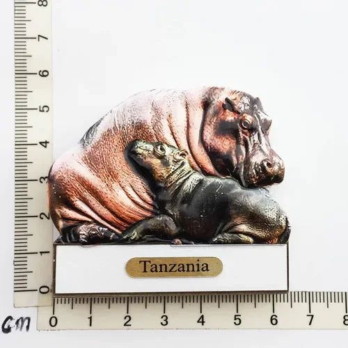 Africa Tanzania big five animal tourism memorial crafts lion rhino hippopotamus giraffe leopard magnetic refrigerator sticker - Grand Goldman