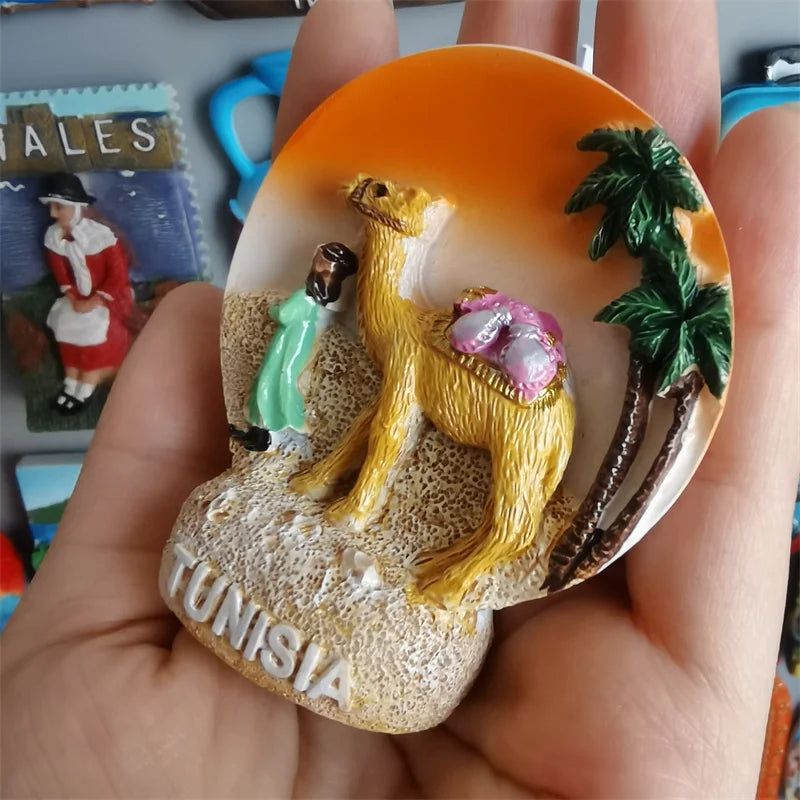 Africa Tunisia Tourist Fridge Magnets Camel Resin Tunis Tourism Memorial Decorative Handicrafts Magnets for Refrigerator Gifts - Grand Goldman