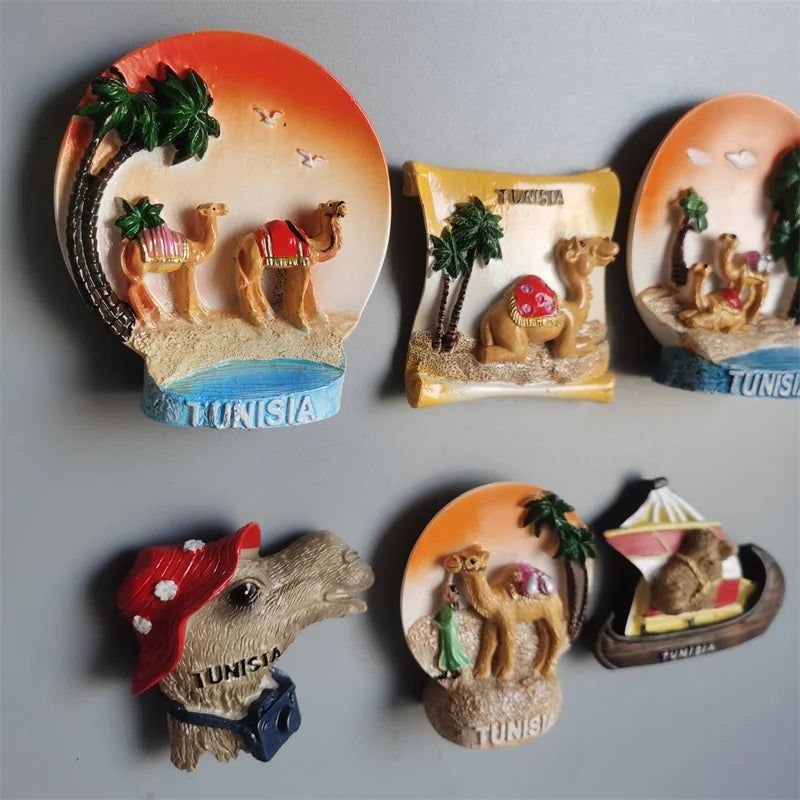Africa Tunisia Tourist Fridge Magnets Camel Resin Tunis Tourism Memorial Decorative Handicrafts Magnets for Refrigerator Gifts - Grand Goldman