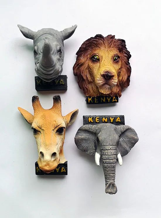 African Kenya 3d Resin Fridge Magnets Tourism Souvenir Rhinoceros Elephant Lion Giraffe Leopard Cape Buffalo Magnet Decorative - Grand Goldman
